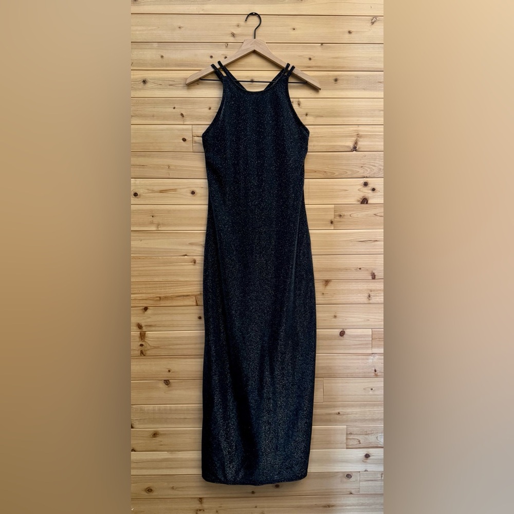 Vintage 90’s Maurice’s Small Shimmer Stretchy Racerback High Neck Maxi Gown